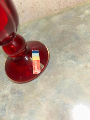 CRANBERRY COLORED FOSTORIA BUD VASES AND BOWL