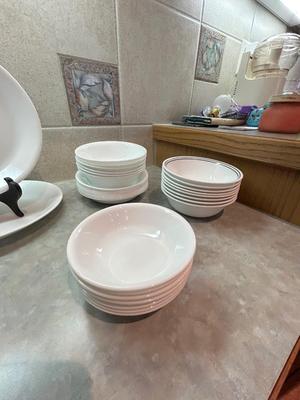 CORELLE BY CORNING DISHES AND HAND PAINTED BOWL