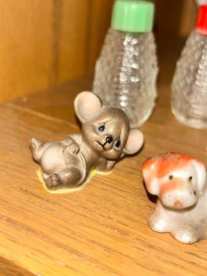 CUT WHITE MILK GLASS DISH, ADORABLE BONE CHINA DALMATIANS AND OTHER SMALL GLASS FRIENDS!