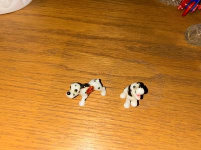 CUT WHITE MILK GLASS DISH, ADORABLE BONE CHINA DALMATIANS AND OTHER SMALL GLASS FRIENDS!