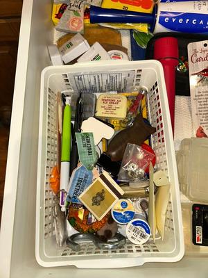 CATCHALL KITCHEN DRAWER PACKED FULL OF GOODS