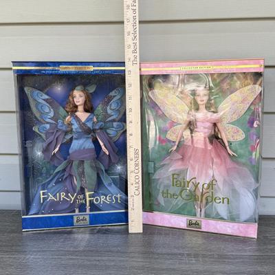 LOT 40P: NRFB Mattel Barbie Collector Edition The Enchanted World of Fairies Dolls: #1 1999 Fairy of the Forest (25639) & #2 2000...