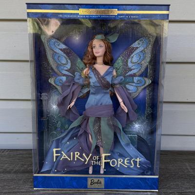 LOT 40P: NRFB Mattel Barbie Collector Edition The Enchanted World of Fairies Dolls: #1 1999 Fairy of the Forest (25639) & #2 2000...
