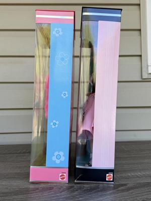 LOT 41P: NRFB Mattel Barbie Collector Edition Dolls, 2000 Great Fashions of the 20th Century: Groovy 60's (27676) & Nifty...