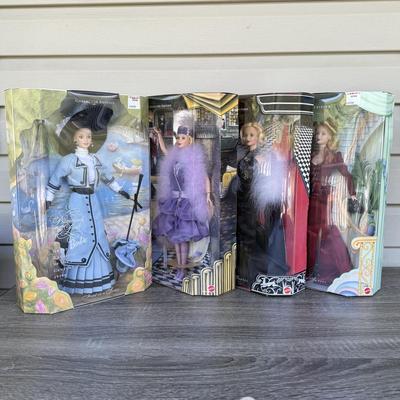 LOT 42P: NRFB Mattel Barbie Collector Edition Dolls: 1910s Promenade in the Park (18630) 1920s Dance 'til Dawn (19631), 1930s...