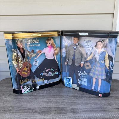 LOT 43P: NRFB Mattel Barbie Collector Edition Giftsets: 1996 Barbie Loves Elvis (17450) & 1999 Barbie Loves Frankie Sinatra (22953)