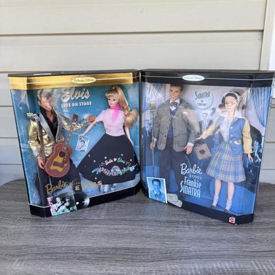LOT 43P: NRFB Mattel Barbie Collector Edition Giftsets: 1996 Barbie Loves Elvis (17450) & 1999 Barbie Loves Frankie Sinatra (22953)