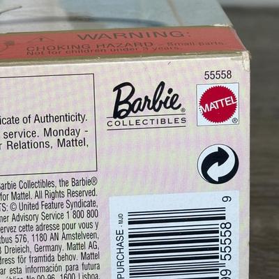 LOT 44P: NRFB Mattel Barbie Collector Edition Dolls: Tale of Peter Rabbit (19360), Barbie & Snoopy (55558) & Curious George (28789)