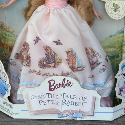 LOT 44P: NRFB Mattel Barbie Collector Edition Dolls: Tale of Peter Rabbit (19360), Barbie & Snoopy (55558) & Curious George (28789)