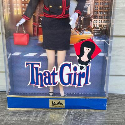 LOT 45P: NRFB Mattel Barbie Collector Edition Dolls w/ COAs: That Girl (56705), Bewitched (53570) & Grease Sandy (B2570)