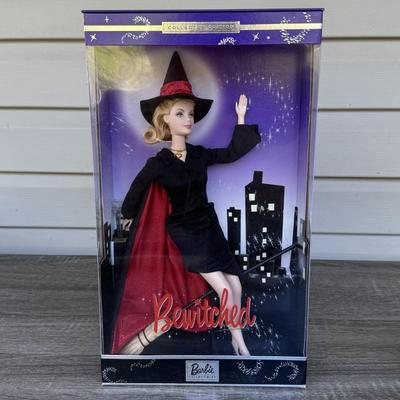 LOT 45P: NRFB Mattel Barbie Collector Edition Dolls w/ COAs: That Girl (56705), Bewitched (53570) & Grease Sandy (B2570)