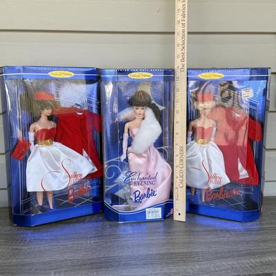 LOT 46P: NRFB Mattel Barbie Collector Edition 1960 & 1962 Doll Fashion Reproductions: 1995 Brunette Enchanted Evening Barbie &...