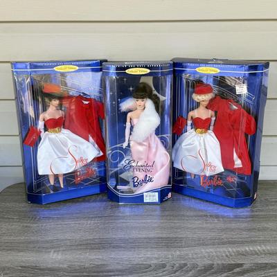 LOT 46P: NRFB Mattel Barbie Collector Edition 1960 & 1962 Doll Fashion Reproductions: 1995 Brunette Enchanted Evening Barbie &...
