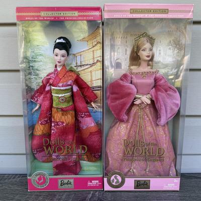 LOT 47P: NRFB 2003 Mattel Barbie Collector Edition Princess Dolls of The World: Princess of Japan (B5731) & Princess of England (B3459)