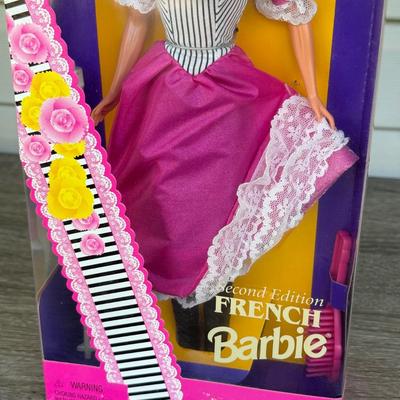 LOT 48P: NRFB Mattel Barbie Collector Edition Dolls of the World France: 2008 Pink Label 50th Anniversary (N4972) & 1992 Second...