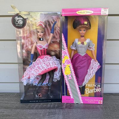 LOT 48P: NRFB Mattel Barbie Collector Edition Dolls of the World France: 2008 Pink Label 50th Anniversary (N4972) & 1992 Second...