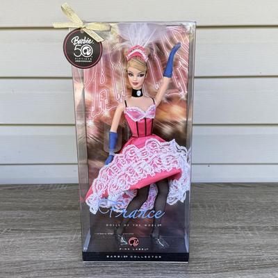 LOT 48P: NRFB Mattel Barbie Collector Edition Dolls of the World France: 2008 Pink Label 50th Anniversary (N4972) & 1992 Second...