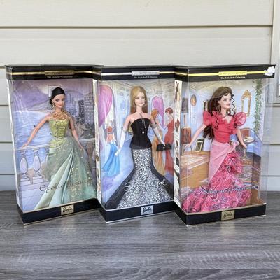 LOT 49P: NRFB Mattel Barbie Collector Edition The Style Set Dolls: 2003 Bohemian Glamour (B2512), 2002 Exotic Beauty (B0149) & 2001...
