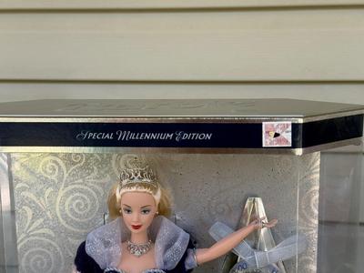 LOT 50P: NRFB Mattel Barbie Dolls: 2000 Limited Edition Barbie Collector Club Holiday Treasures Barbie (27673), 1999 Millennium Princess...