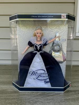 LOT 50P: NRFB Mattel Barbie Dolls: 2000 Limited Edition Barbie Collector Club Holiday Treasures Barbie (27673), 1999 Millennium Princess...
