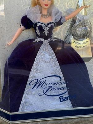 LOT 50P: NRFB Mattel Barbie Dolls: 2000 Limited Edition Barbie Collector Club Holiday Treasures Barbie (27673), 1999 Millennium Princess...