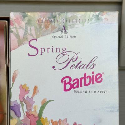 LOT 51P: NRFB Mattel Special Edition Barbie Dolls: 1997 Easter Style Barbie (17651) & Avon Exclusives: Brunette Spring Petals Barbie...