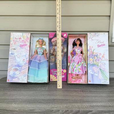 LOT 51P: NRFB Mattel Special Edition Barbie Dolls: 1997 Easter Style Barbie (17651) & Avon Exclusives: Brunette Spring Petals Barbie...