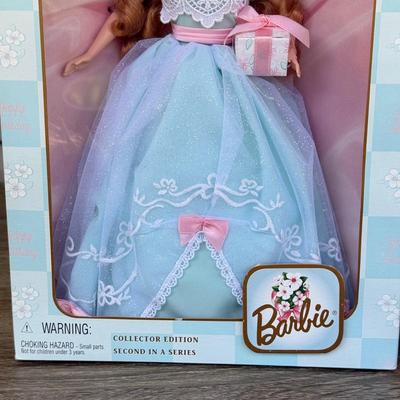 LOT 52P: NRFB Mattel Collector Edition Birthday Wishes Series Barbie Dolls: #1 1998 (21128), #2 1999 (24667) & #3 (28434)