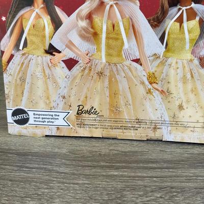 LOT 53P: NRFB Mattel Holiday Barbie Dolls: Barbie Signature 35th Anniversary 2023 Holiday Barbie (HJX04) & Two 2003 Special Edition...