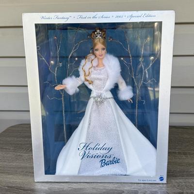 LOT 53P: NRFB Mattel Holiday Barbie Dolls: Barbie Signature 35th Anniversary 2023 Holiday Barbie (HJX04) & Two 2003 Special Edition...