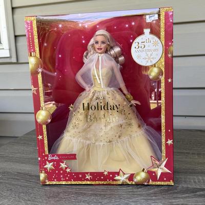 LOT 53P: NRFB Mattel Holiday Barbie Dolls: Barbie Signature 35th Anniversary 2023 Holiday Barbie (HJX04) & Two 2003 Special Edition...