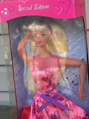 LOT 56P: NRFB Mattel Barbies: 1992 Special Edition Kraft Treasures, 1997 Special Edition Valentine (17649), 2003 Nickelodeon SpongeBob...