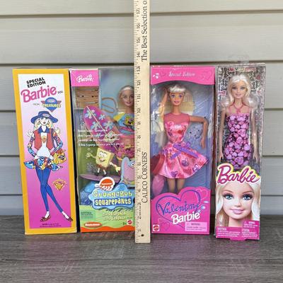 LOT 56P: NRFB Mattel Barbies: 1992 Special Edition Kraft Treasures, 1997 Special Edition Valentine (17649), 2003 Nickelodeon SpongeBob...