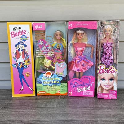 LOT 56P: NRFB Mattel Barbies: 1992 Special Edition Kraft Treasures, 1997 Special Edition Valentine (17649), 2003 Nickelodeon SpongeBob...