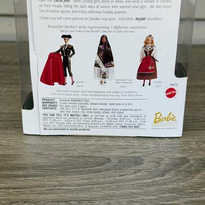 LOT 57H: NRFB Mattel Barbie Collector Edition Dolls of the World: 1997 Polish Barbie (18560), 1999 Swedish Barbie (24672) & 2002...