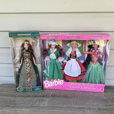 LOT 58H: NRFB Mattel Barbie Dolls of the World: 2001 Collector Edition Princess of Ireland (53367) & 1994 Ltd Edition Giftset w/...