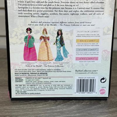 LOT 59H: NRFB Mattel 2004-05 Barbie Collector Pink Label 25th Anniversary Princess Dolls of the World: Renaissance (G5860), Holland...