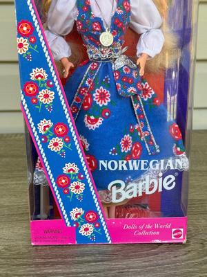 LOT 60H: NRFB Mattel Collector Edition Barbie Dolls of the World: 1998 Austrian Barbie (21553), 1995 Norwegian Barbie (14450) & 2003...