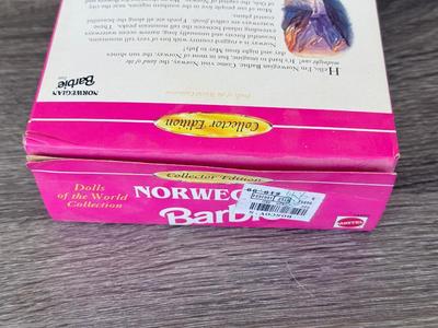 LOT 60H: NRFB Mattel Collector Edition Barbie Dolls of the World: 1998 Austrian Barbie (21553), 1995 Norwegian Barbie (14450) & 2003...
