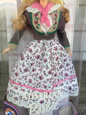 LOT 60H: NRFB Mattel Collector Edition Barbie Dolls of the World: 1998 Austrian Barbie (21553), 1995 Norwegian Barbie (14450) & 2003...