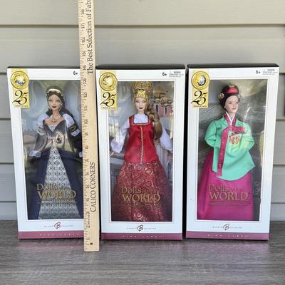 LOT 61H: NRFB 2004 Mattel 25th Anniversary Barbie Collector Pink Label Princess Dolls of the World: Renaissance (G5860), Korean Court...