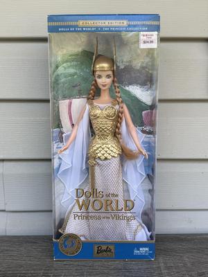 LOT 62H: NRFB 2003 Mattel Barbie Collector Edition Princess Dolls of the World: Ancient Greece (B3461), Cambodia (B3460) & Vikings...