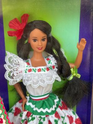 LOT 63H: NRFB 1995-96 Mattel Collector Edition Barbie Dolls of the World: Ghanian Barbie (15303), Puerto Rican Barbie (16754) &...