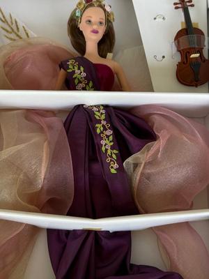LOT 65H: NRFB Mattel Collector Edition Barbie Angels of Music Collection Dolls: 1997 Harpist Angel (18894) & 1998 Heartstring Angel...