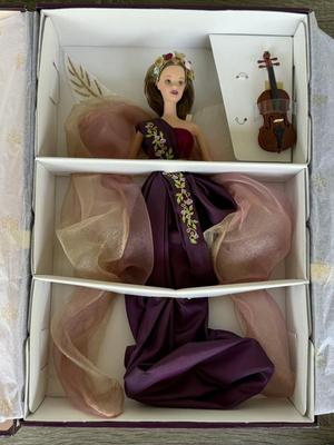 LOT 65H: NRFB Mattel Collector Edition Barbie Angels of Music Collection Dolls: 1997 Harpist Angel (18894) & 1998 Heartstring Angel...