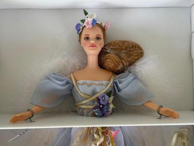 LOT 65H: NRFB Mattel Collector Edition Barbie Angels of Music Collection Dolls: 1997 Harpist Angel (18894) & 1998 Heartstring Angel...