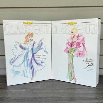 LOT 67H: NRFB Mattel Collector Edition Barbie Classique Collection Dolls: #5 1996 Starlight Dance Barbie by Cynthia Young (15461) &...