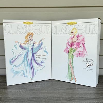 LOT 67H: NRFB Mattel Collector Edition Barbie Classique Collection Dolls: #5 1996 Starlight Dance Barbie by Cynthia Young (15461) &...