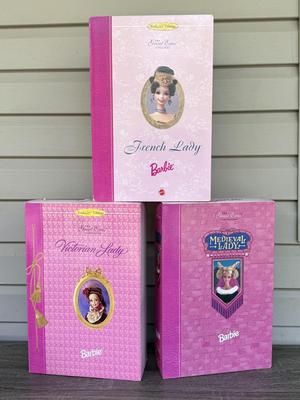 LOT 69H: NRFB Mattel Collector Edition Barbie Great Eras Collection Dolls: 1994 Medieval Lady (12791), 1995 Victorian Lady (14900) &...