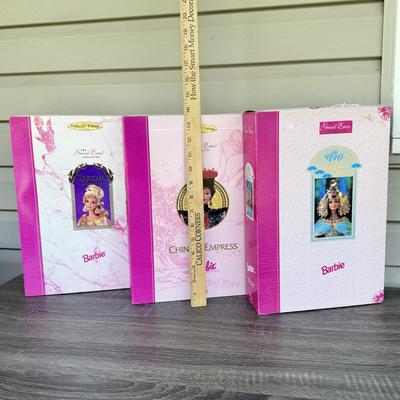LOT 70H: NRFB Mattel Collector Edition Barbie Great Eras Collection Dolls: 1993 Egyptian Queen (11397), 1995 Grecian Goddess (15005)...